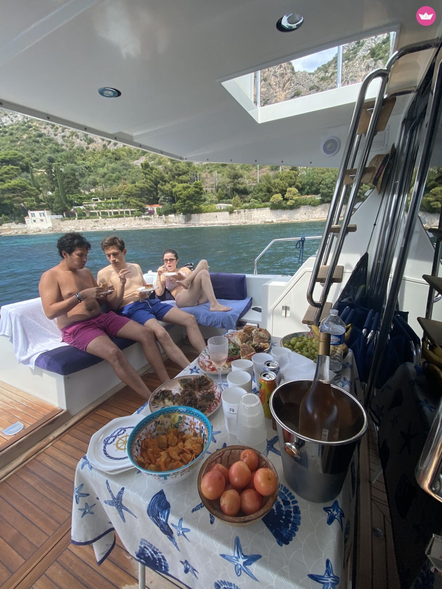 Lunch prepared on the aft deck of M/Y Gio