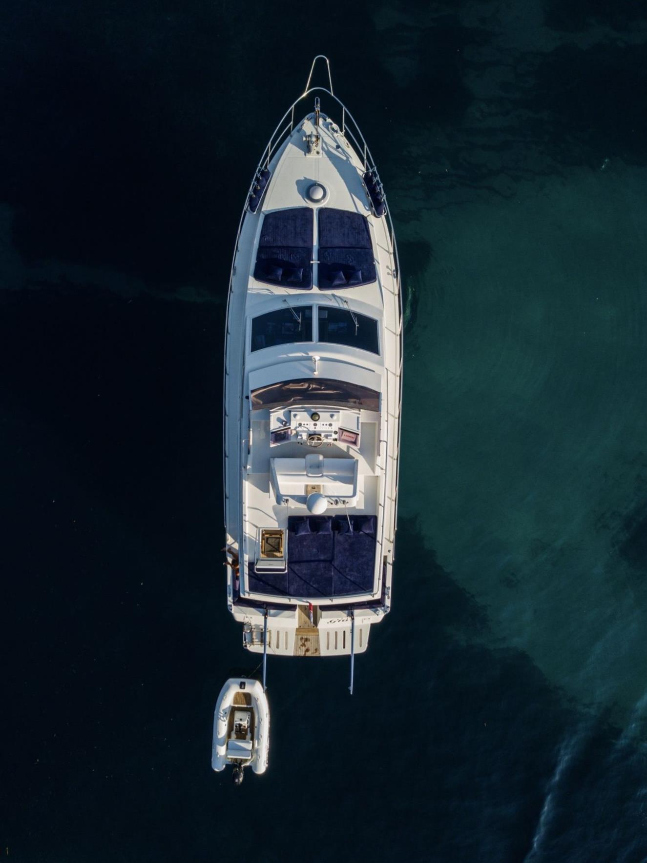 M/Y Gio, a Raffaelli Ouragan 52, aerial view on the French Riviera